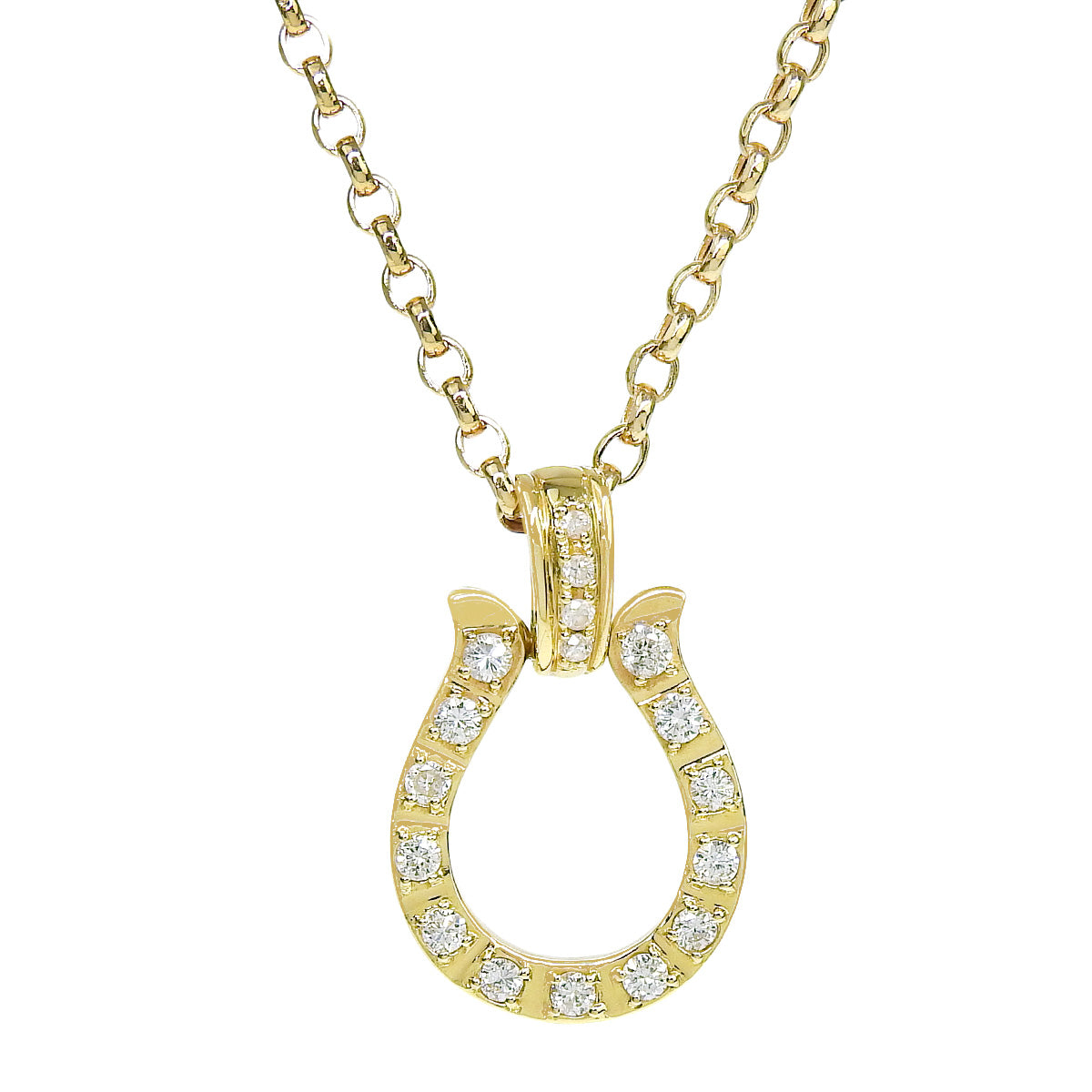 Diamond Horseshoe Necklace D0.30 K18 Yellow Gold YG Horseshoe