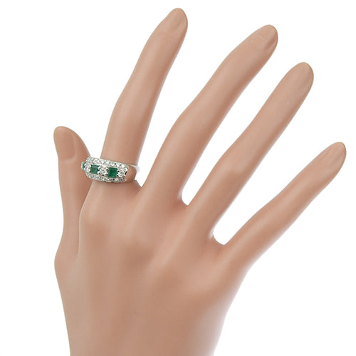 Emerald and diamond ring, E0.76/D0.70, Pt900 platinum