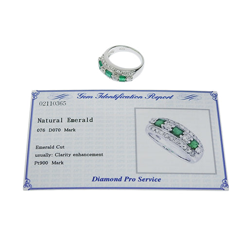 エメラルド ダイヤモンド リング E0.76/D0.70 Pt900プラチナ