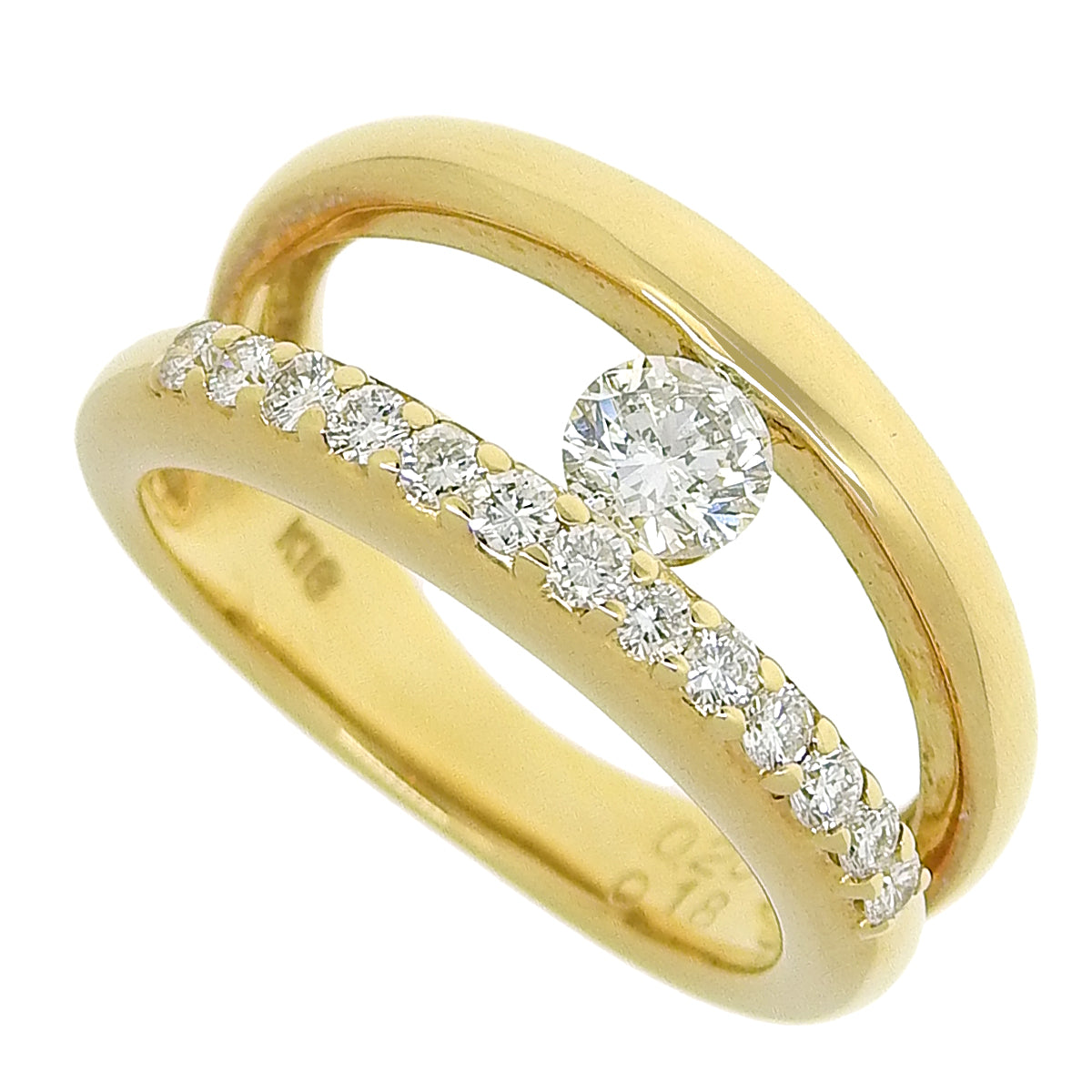Diamond pinky ring D0.20,0.18K yellow gold YG 1PD line diamond
