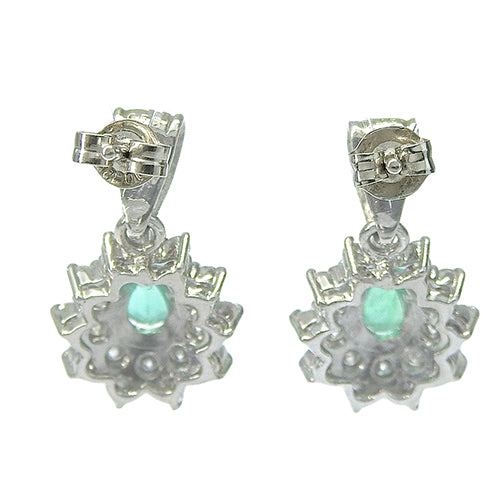 Emerald and Diamond Earrings E0.43,0.56/D0.54,0.54 Pt900 Platinum
