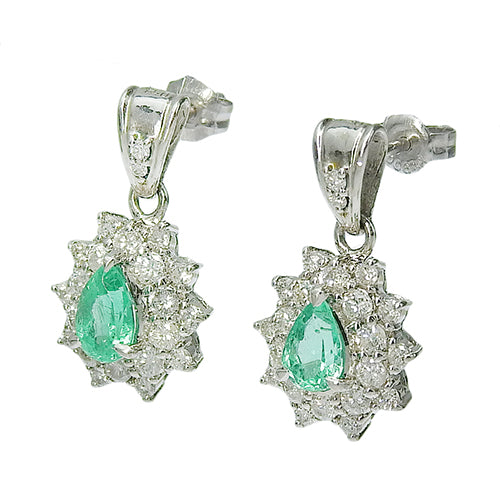 Emerald and Diamond Earrings E0.43,0.56/D0.54,0.54 Pt900 Platinum