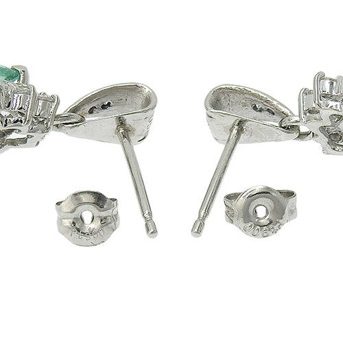 Emerald and Diamond Earrings E0.43,0.56/D0.54,0.54 Pt900 Platinum