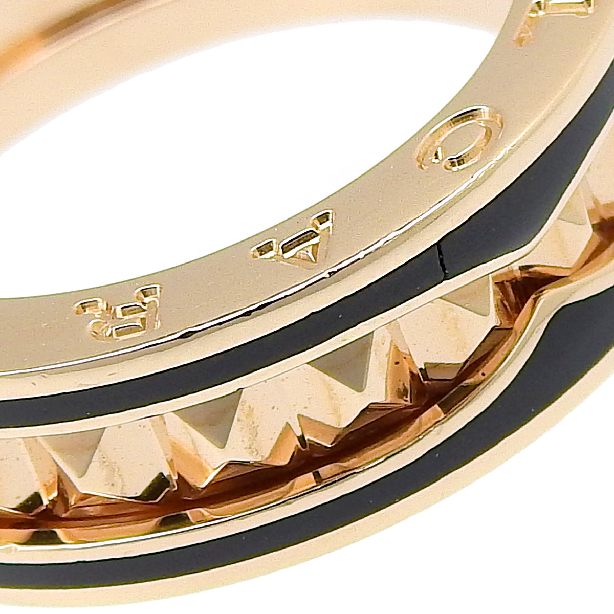 B-zero1 Lock 单环戒指，18K 玫瑰金，PG 材质，陶瓷材质