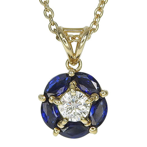 Sapphire and Diamond Necklace S1.03/D0.35 K18 Yellow Gold YG