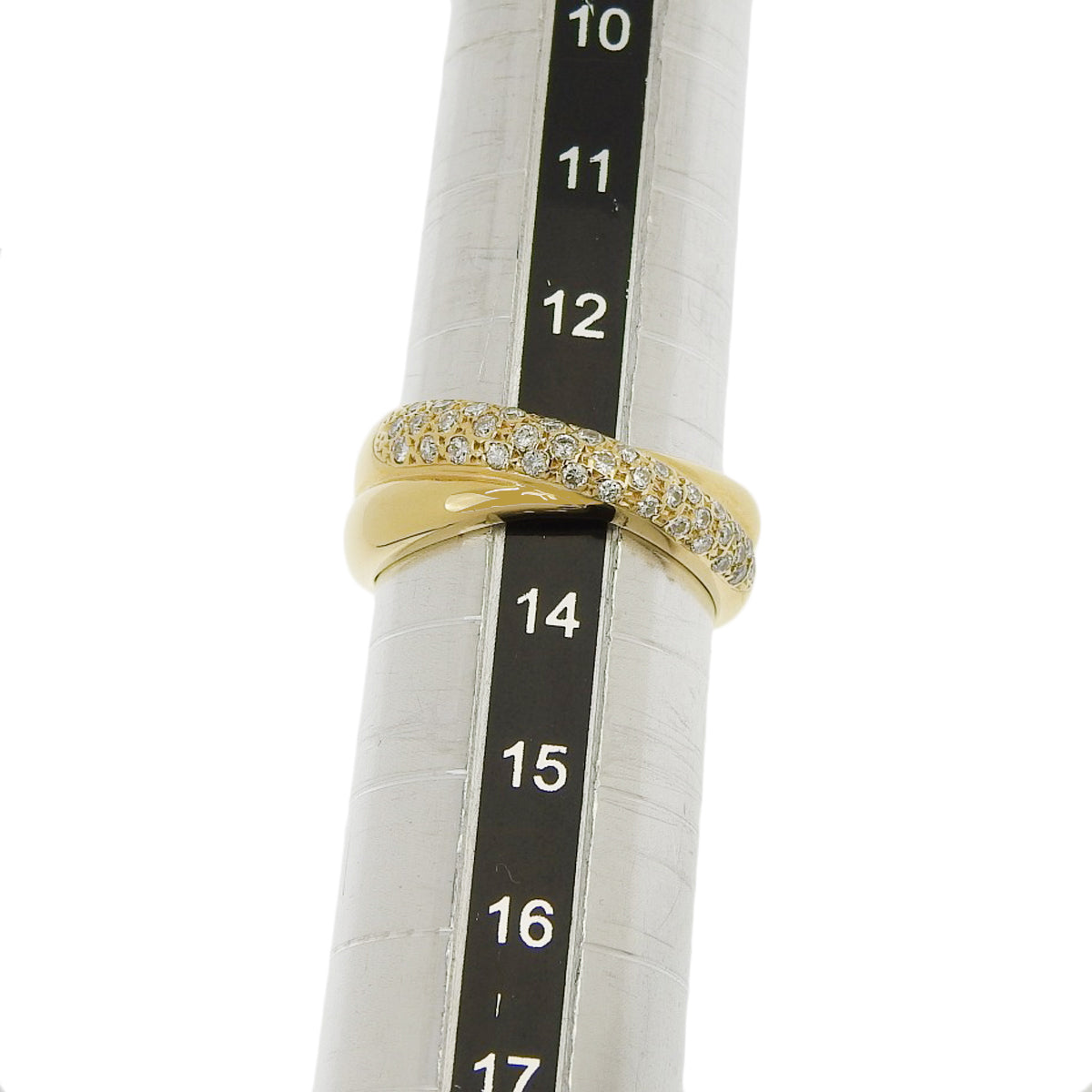 双排密镶钻石戒指，D0.30，18K黄金，YG