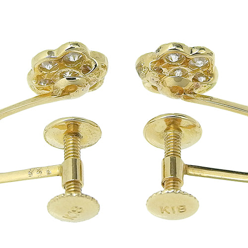 Flower Motif Earrings 0.25/0.25 K18 Yellow Gold YG