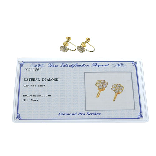 フラワーモチーフ イヤリング 0.25/0.25 K18 イエローゴールド YG