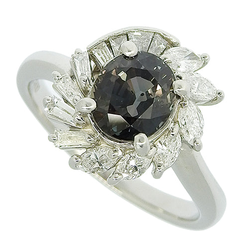 Sapphire and Diamond Ring S2.110/D0.647 Pt900 Platinum Color-Change Sapphire