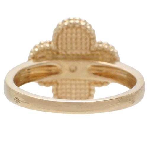Vintage Alhambra Ring with Malachite and Diamonds, VCARO3QM00, 18K Yellow Gold, YG Jewelry, Size 14 (54)
