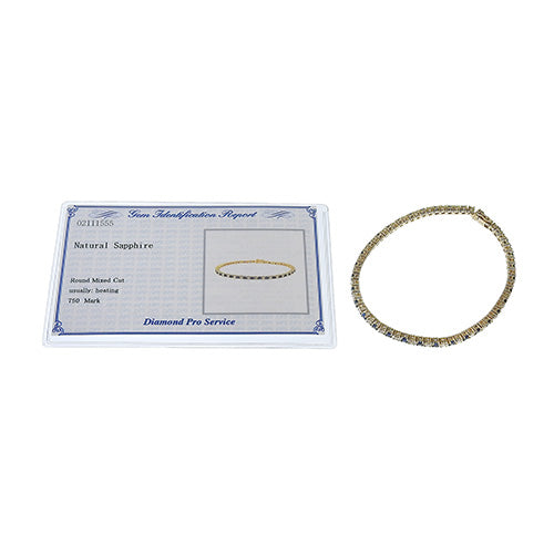 18K 黄金蓝宝石和钻石网球手链