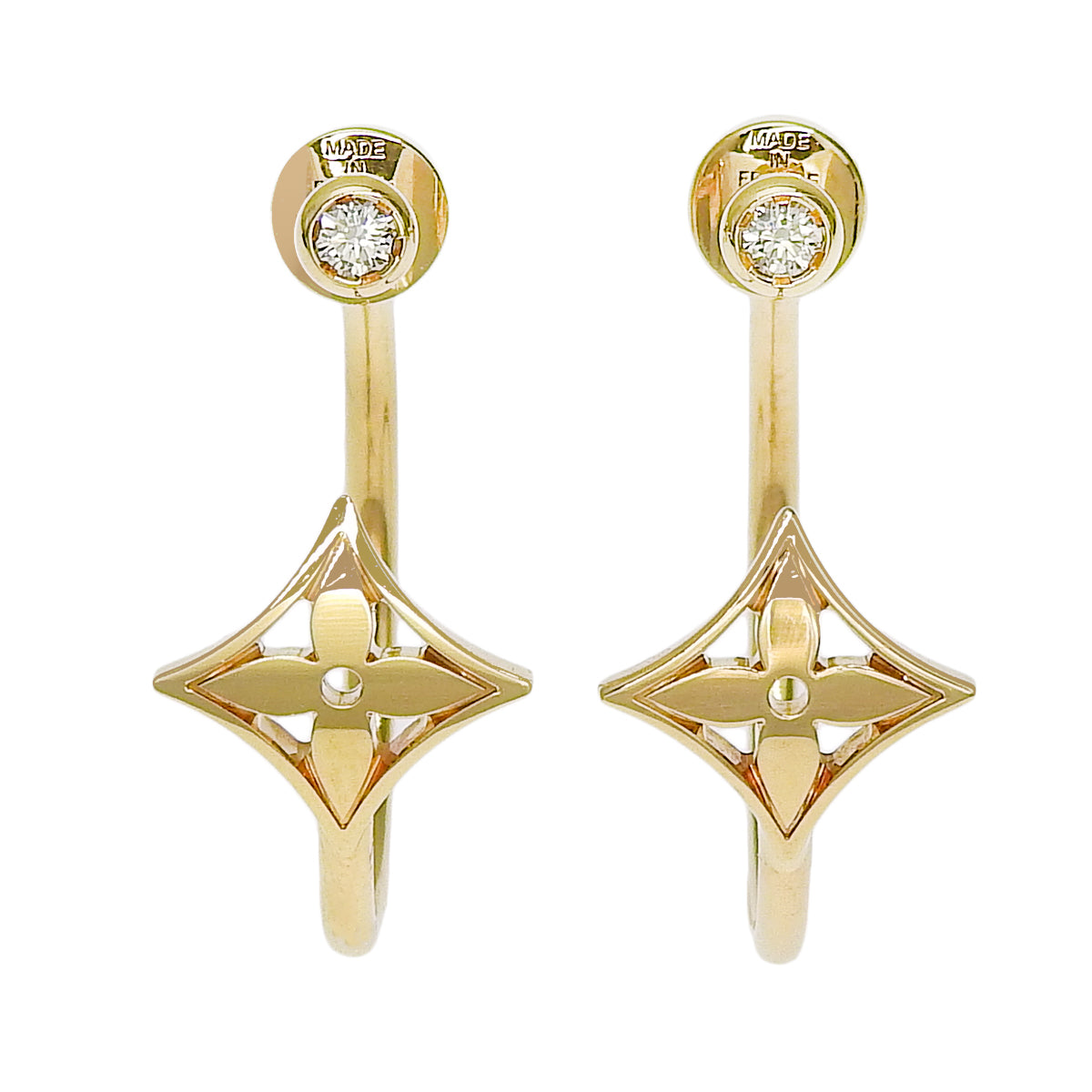 LV Creole Monogram Diamond Earrings, K18 Yellow Gold (YG)