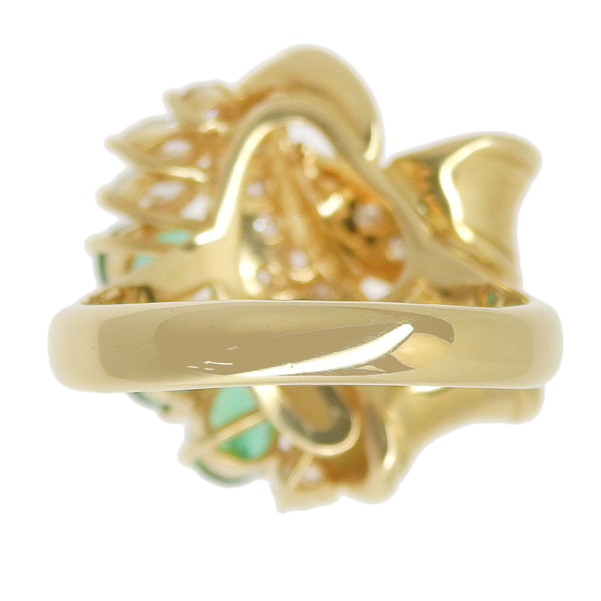 18K 黄金祖母绿钻石戒指 E0.84/D0.41