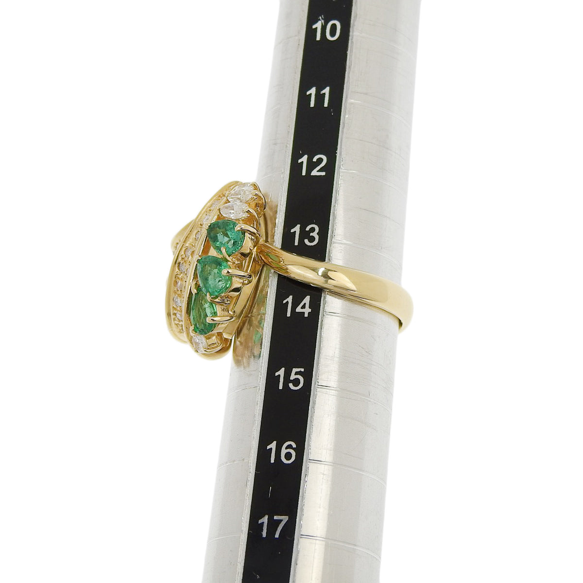 18K 黄金祖母绿钻石戒指 E0.84/D0.41