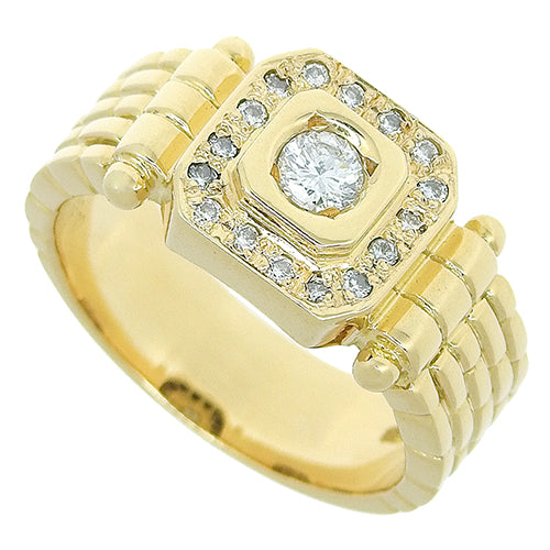 Signet Diamond Ring D0.33 K18 Yellow Gold YG Estelle