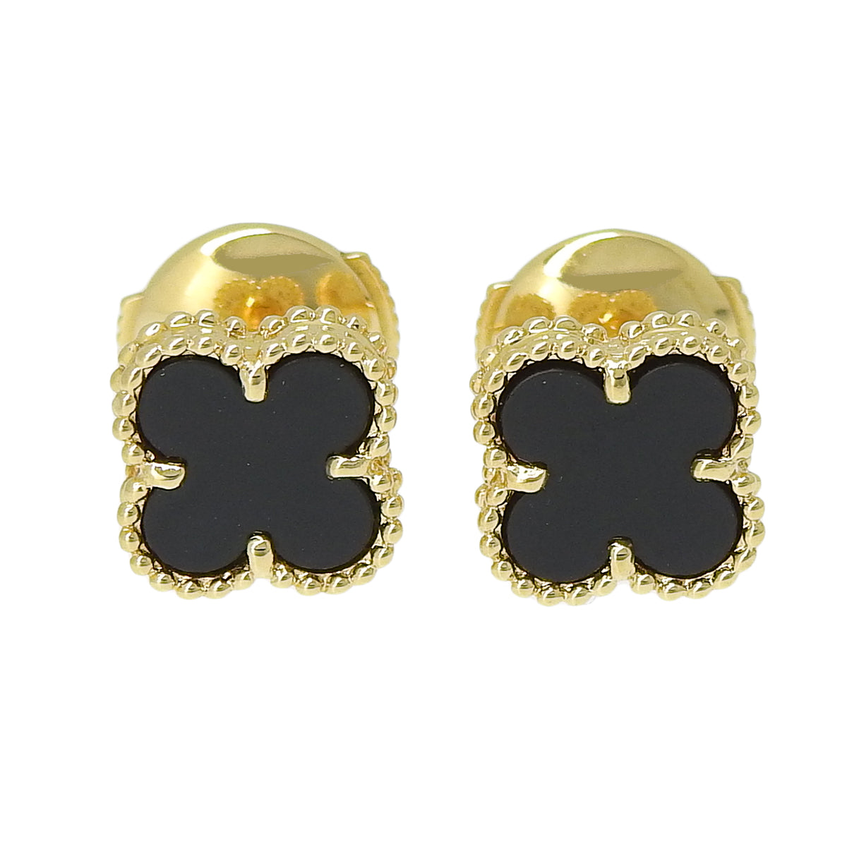 Sweet Alhambra earrings in onyx and 18K yellow gold