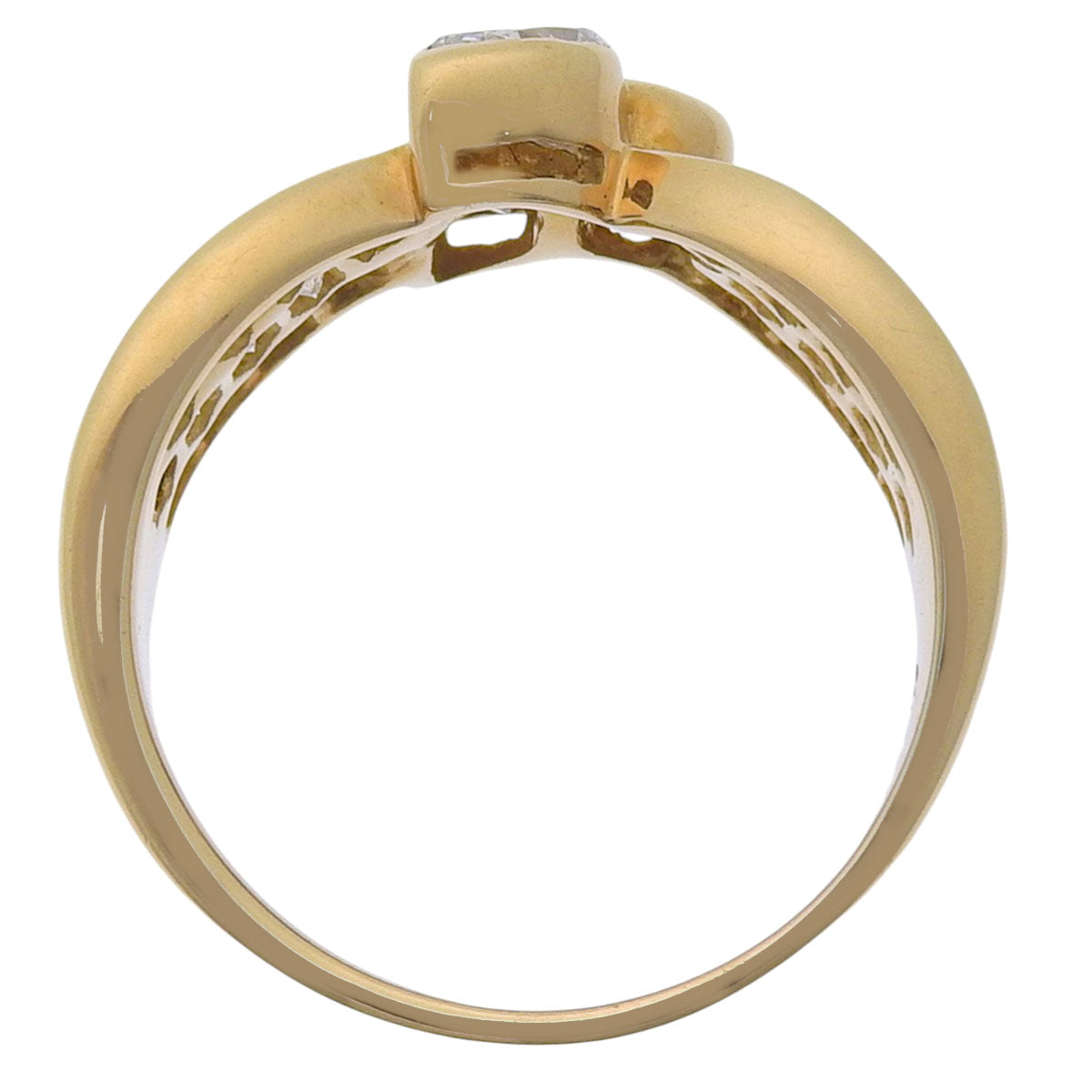 18K 黄金叶形钻石戒指 (YG)