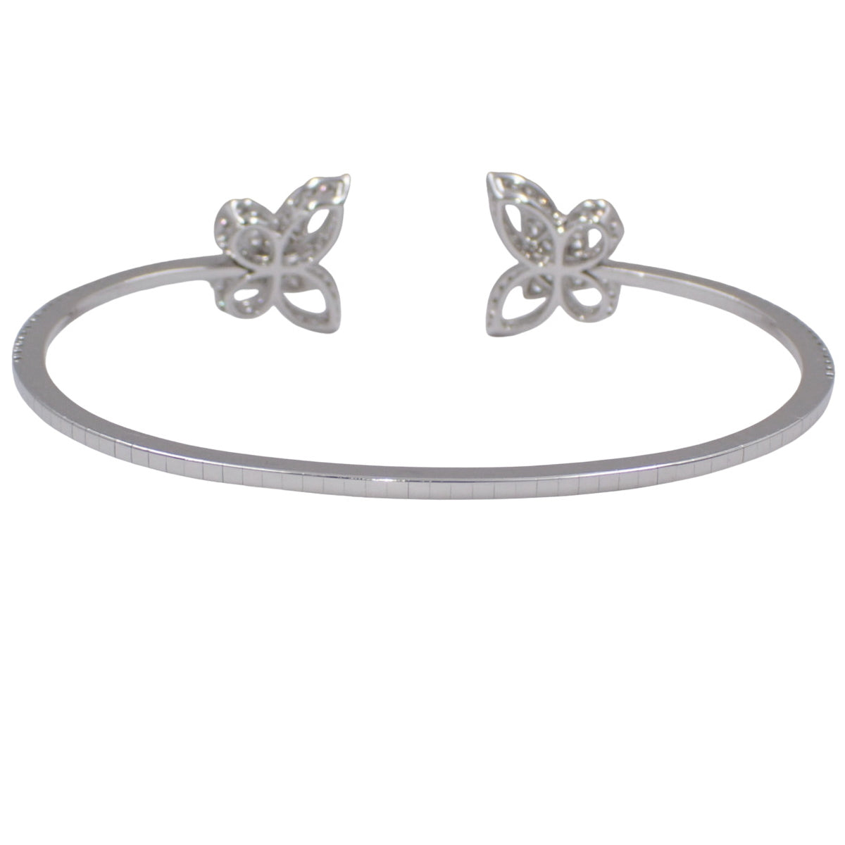 Double Butterfly Silhouette Diamond Bangle in 18K White Gold