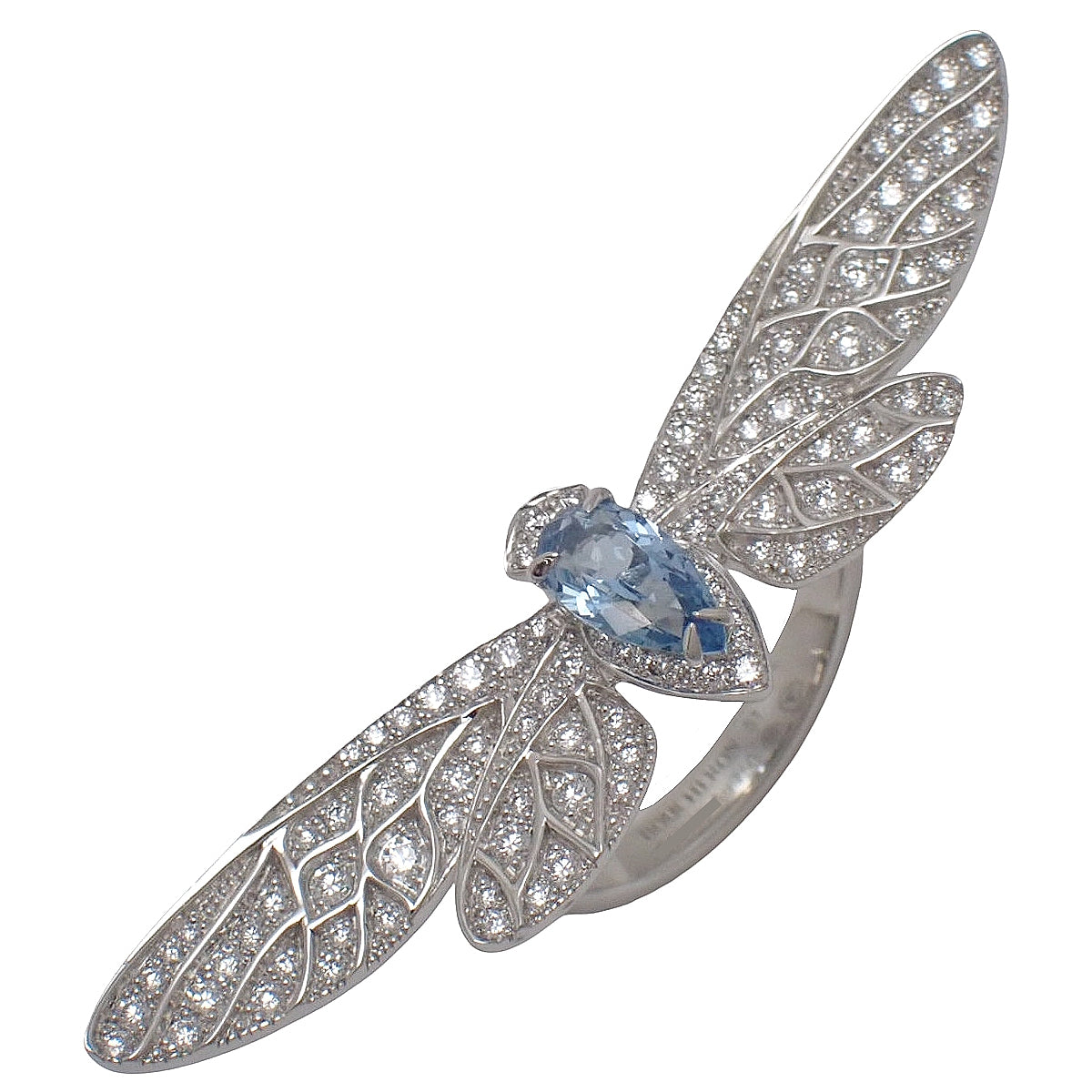 THE CICADA シカダ リング アクアマリン/ダイヤモンド ホワイトゴールド K18WG 8.1g