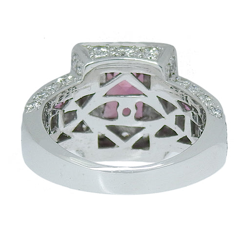 粉红碧玺钻石戒指，D1.75，18K 白金，WG