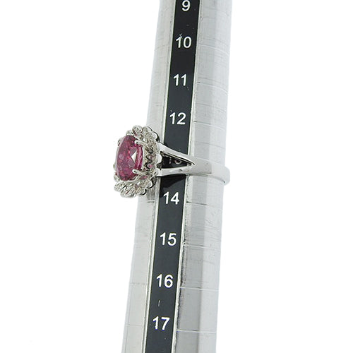 ピンクトルマリン ダイヤモンド フラワーモチーフ リング PT2.15/D0.16 K18 ホワイトゴールド WG