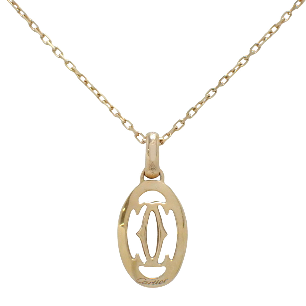 Logo Double C Diamond Necklace Diamond K18 Pink Gold PG Pendant Jewelry