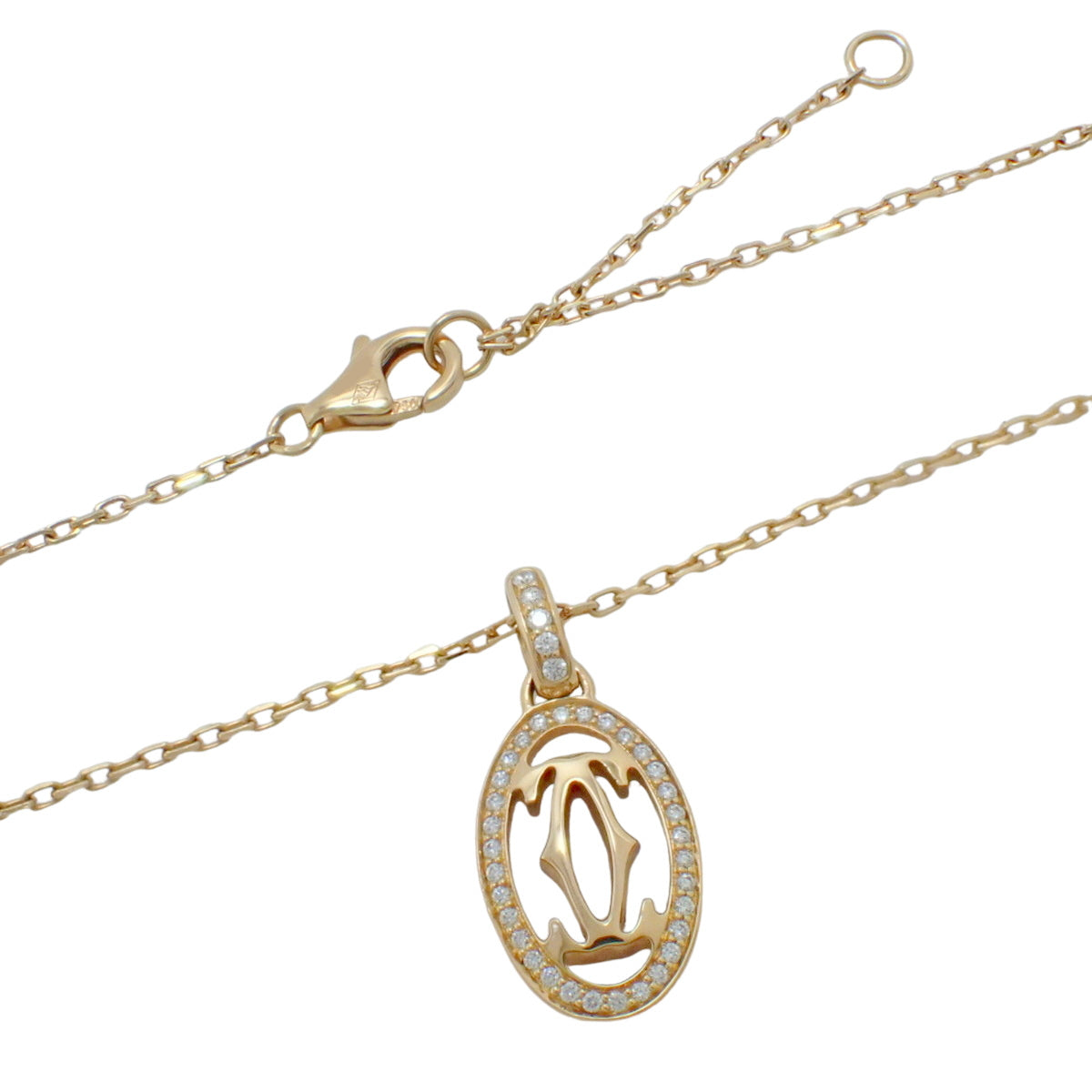 标志双 C 钻石项链 钻石 K18 粉红金 PG 吊坠 珠宝