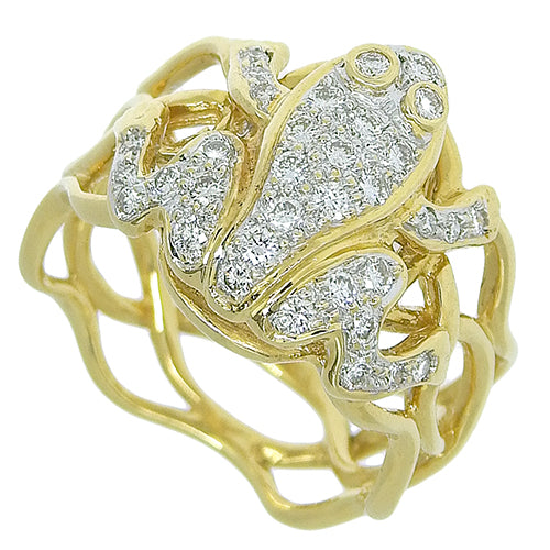 ダイヤモンド カエル リング D0.43 K18 イエローゴールド YG フロッグ