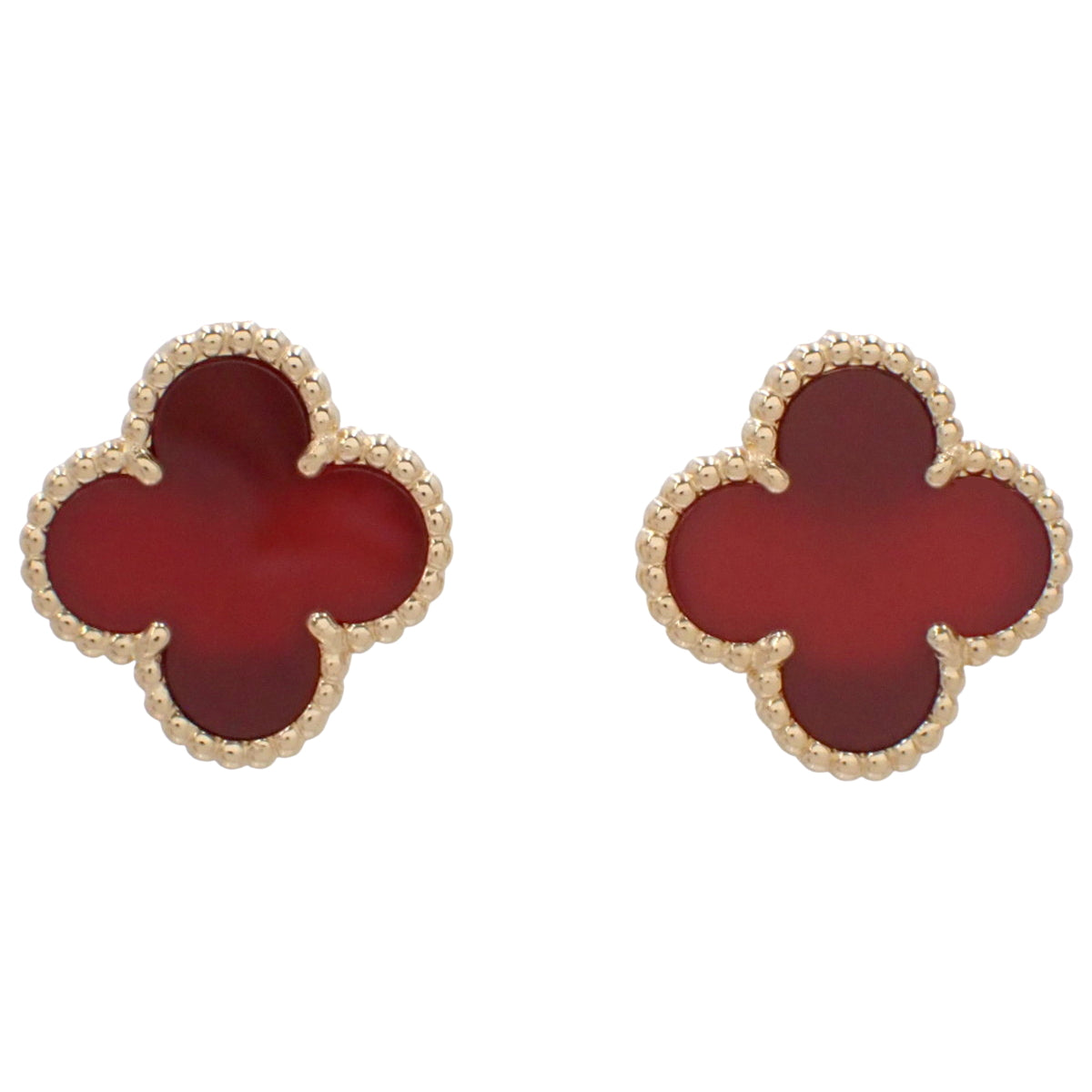 ヴィンテージ アルハンブラ ピアス カーネリアン K18 イエローゴールド YG アクセサリー ジュエリー 花モチーフ