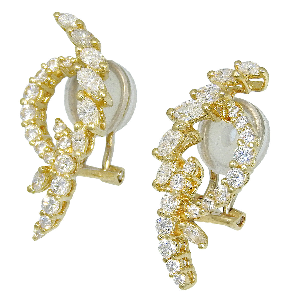 钻石耳环 K18 黄金 YG Aquascutum