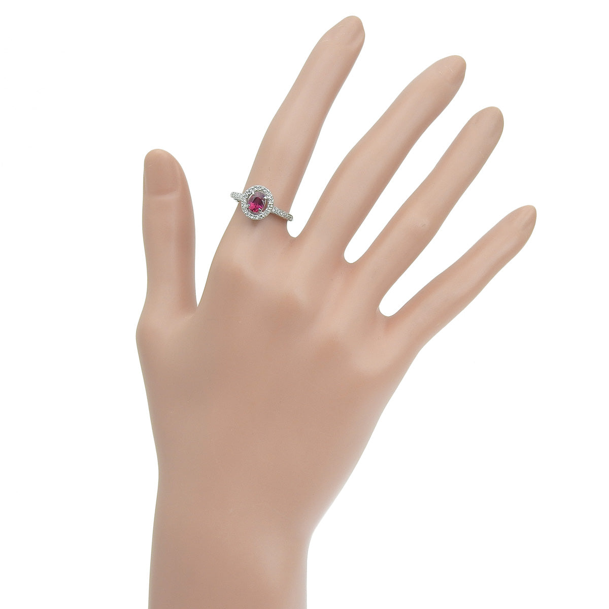 Pink tourmaline ring PT0.571/D0.26 Platinum Pt900