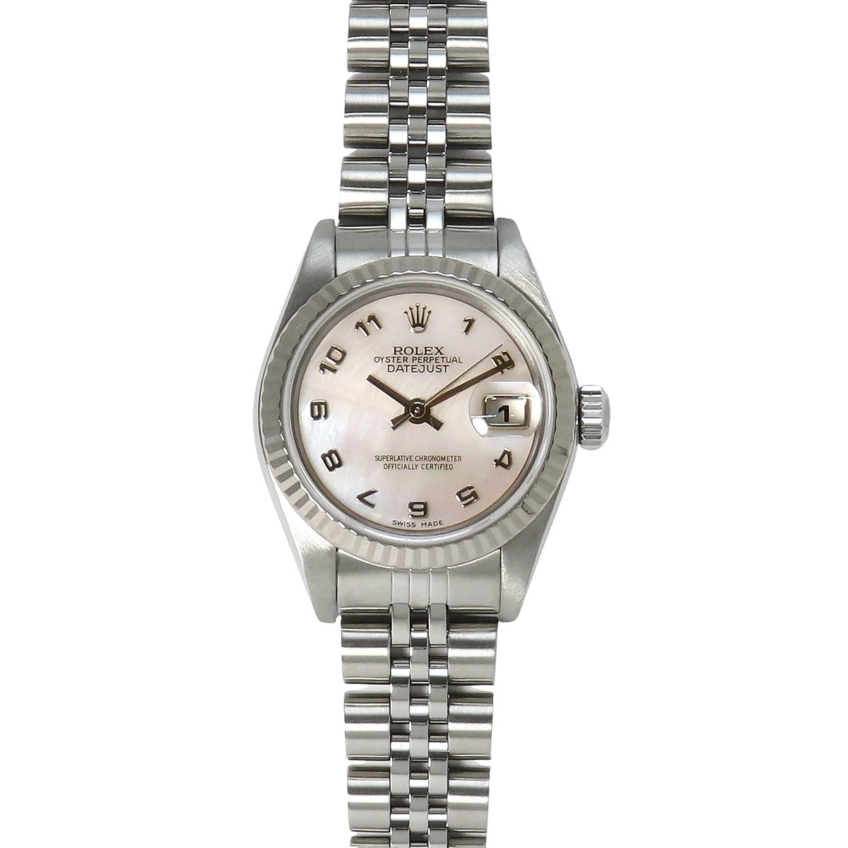 79174NA Datejust WG/SS F series, automatic winding, purchased April 2005, pink shell.