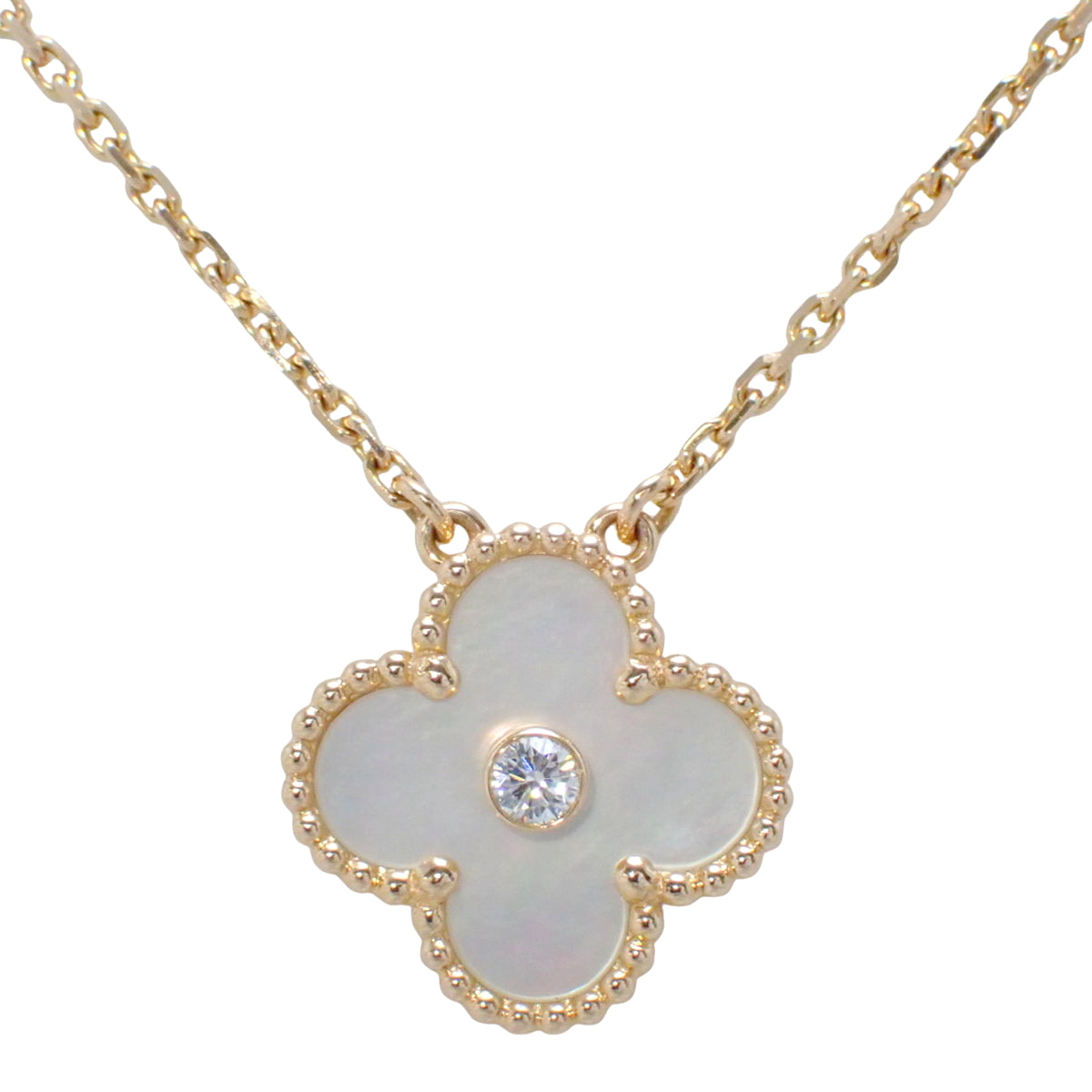 Vintage Alhambra pendant with mother-of-pearl and diamonds in 18K pink gold (PG) - 2012 Holiday Limited Edition