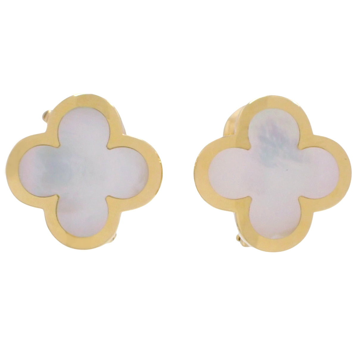 Pure Alhambra Earrings in Mother of Pearl and 18K Yellow Gold