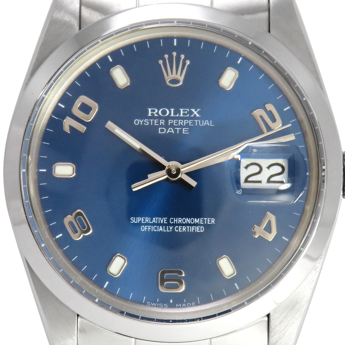 オイスター パーペチュアル デイト 15000 SS 自動巻き ブルー