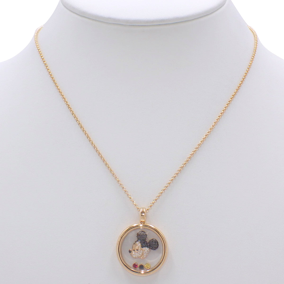 Happy Mickey Collection Pendant: Diamond/Black Diamond/Ruby/Yellow Sapphire, 18K Pink Gold (PG)