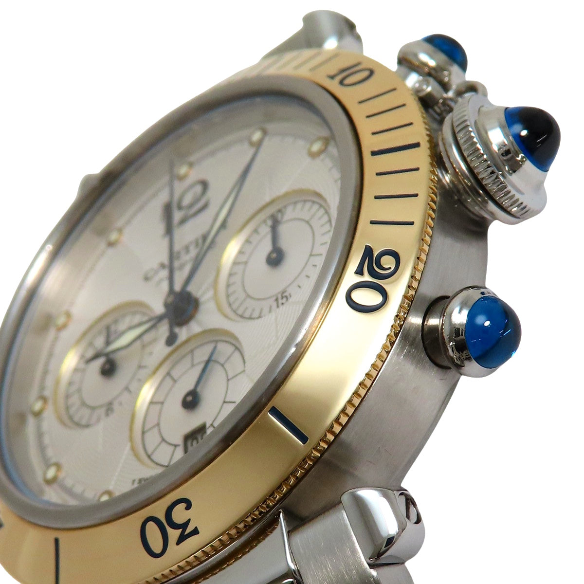 W31036T6 Pasha 38 Chronograph, Yellow Gold/Stainless Steel, Automatic, Ivory Dial