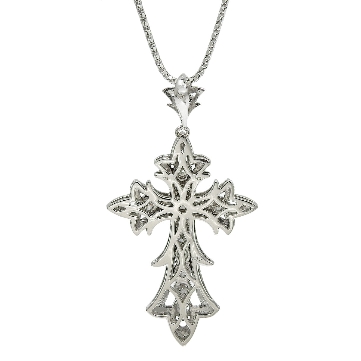 Diamond cross necklace in white gold K18WG