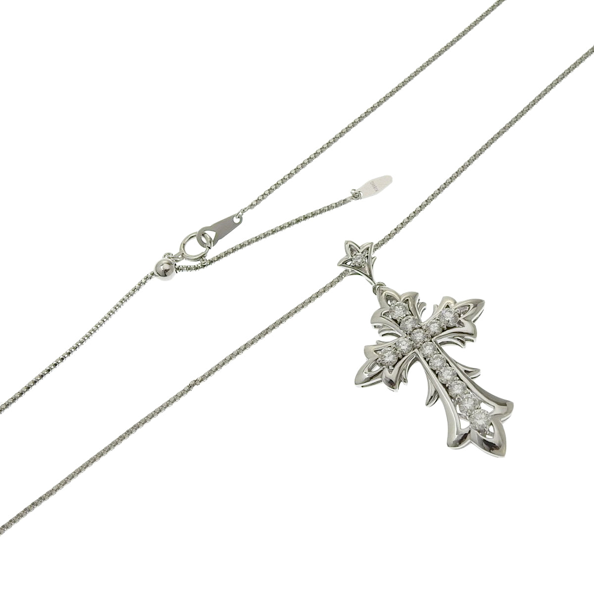 Diamond cross necklace in white gold K18WG