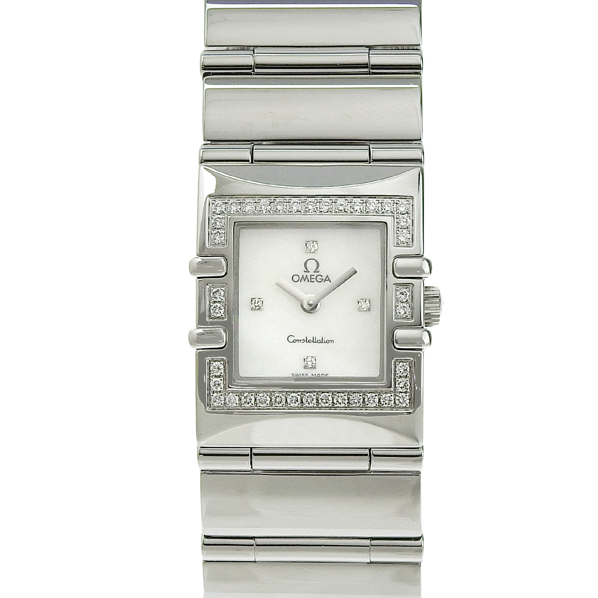 Constellation Carré 1528.76.00 SS White Shell Dial Diamond Bezel Quartz Ladies