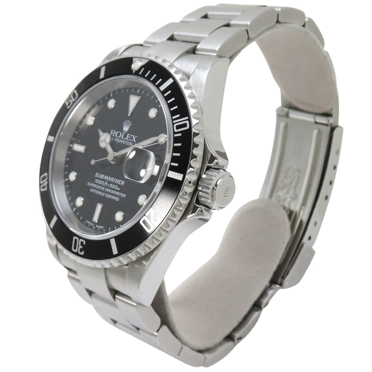 16610 型号潜航者型腕表，精钢材质，Y字头编号，自动上链，黑色表盘。