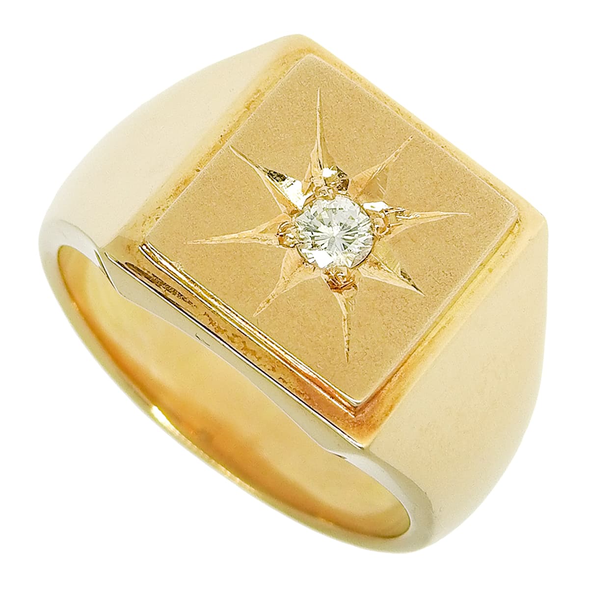 Diamond Signet Ring in 18K Yellow Gold