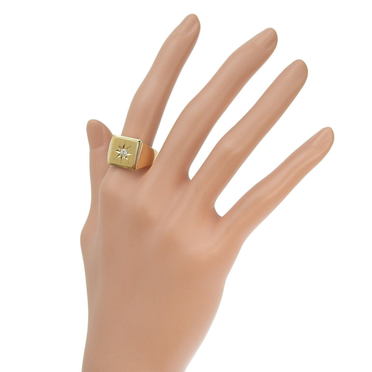 Diamond Signet Ring in 18K Yellow Gold