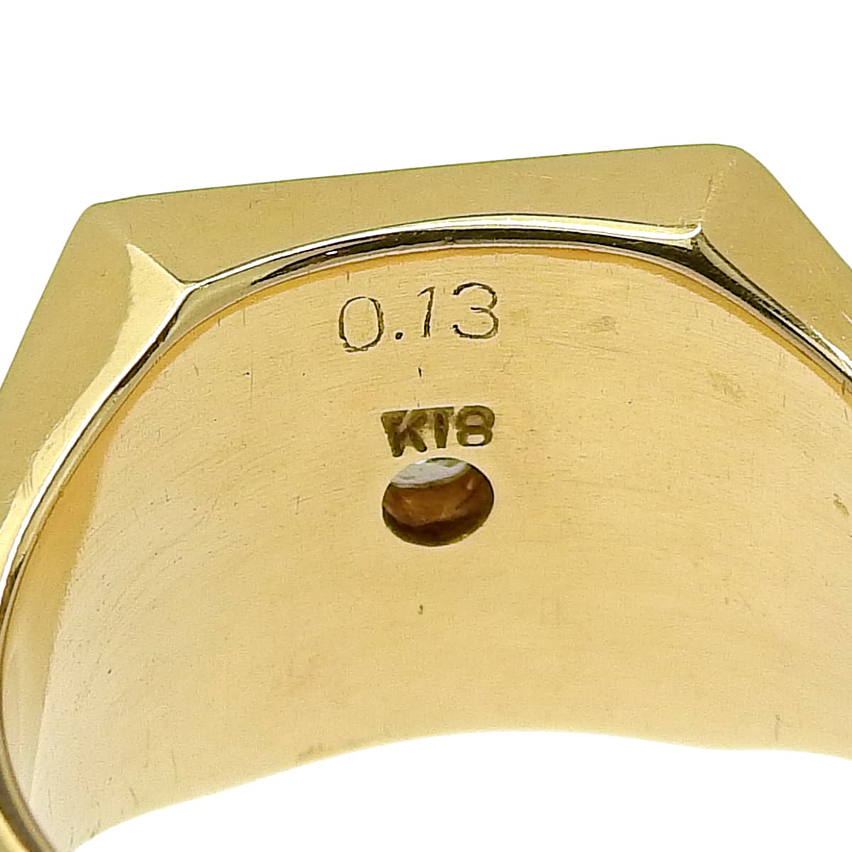 ダイヤモンド 印台リング イエローゴールド K18YG