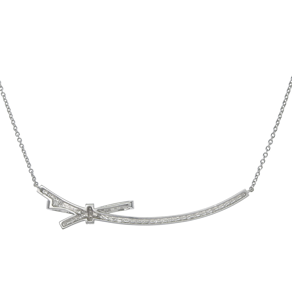 Ribbon motif diamond necklace D0.20 white gold K18WG 4.1g
