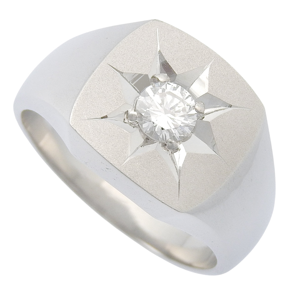 Signet Diamond Ring Platinum Pt900