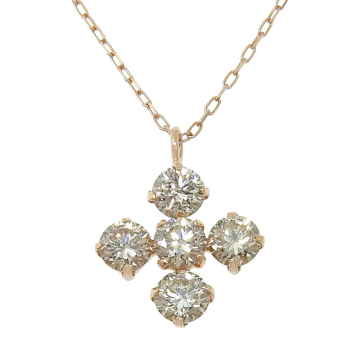 Diamond necklace D0.62 pink gold K18PG 1.2g