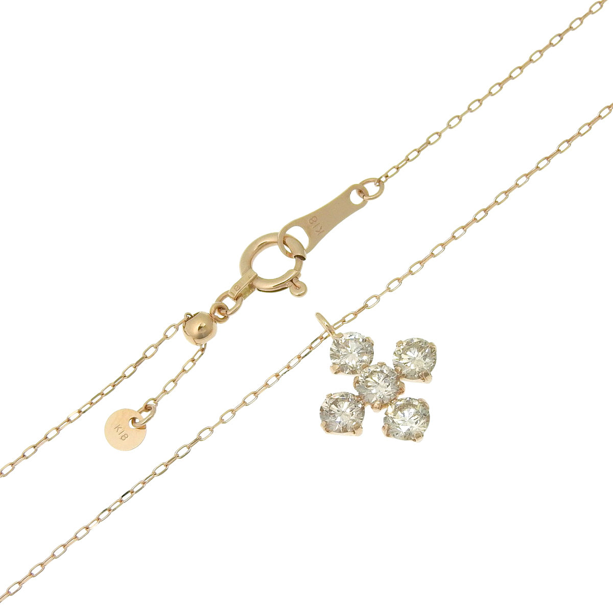 Diamond necklace D0.62 pink gold K18PG 1.2g
