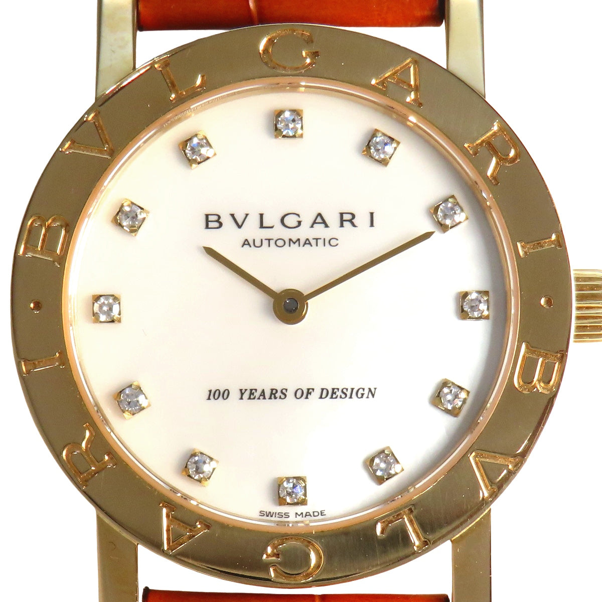 ブルガリ・ブルガリ BB33GL YG/革 シェル文字盤 ホワイトシェル12PD 自動巻き レディース