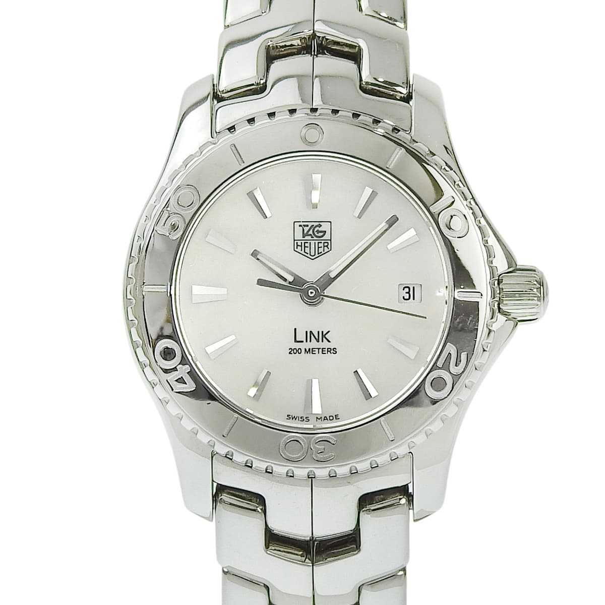 リンク デイト WJ1313-0 SS シェル文字盤 ホワイト クオーツ レディース